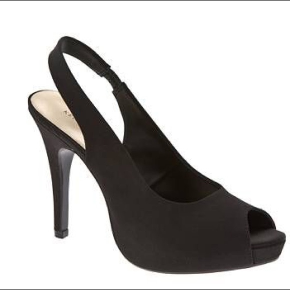 Satin Peep Toe Slingback Heel